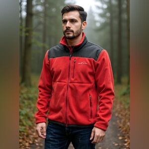 Eddie Bauer Men’s XLT Apple Red and Black Polartec WindPro Performance Jacket